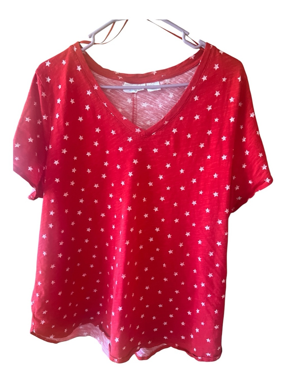 Cynthia Rowley Vneck red shirt with stars  size 2X